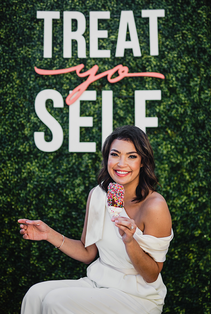 Lifestyle portrait of girl eating ice cream treat, photo content generation and photo services example