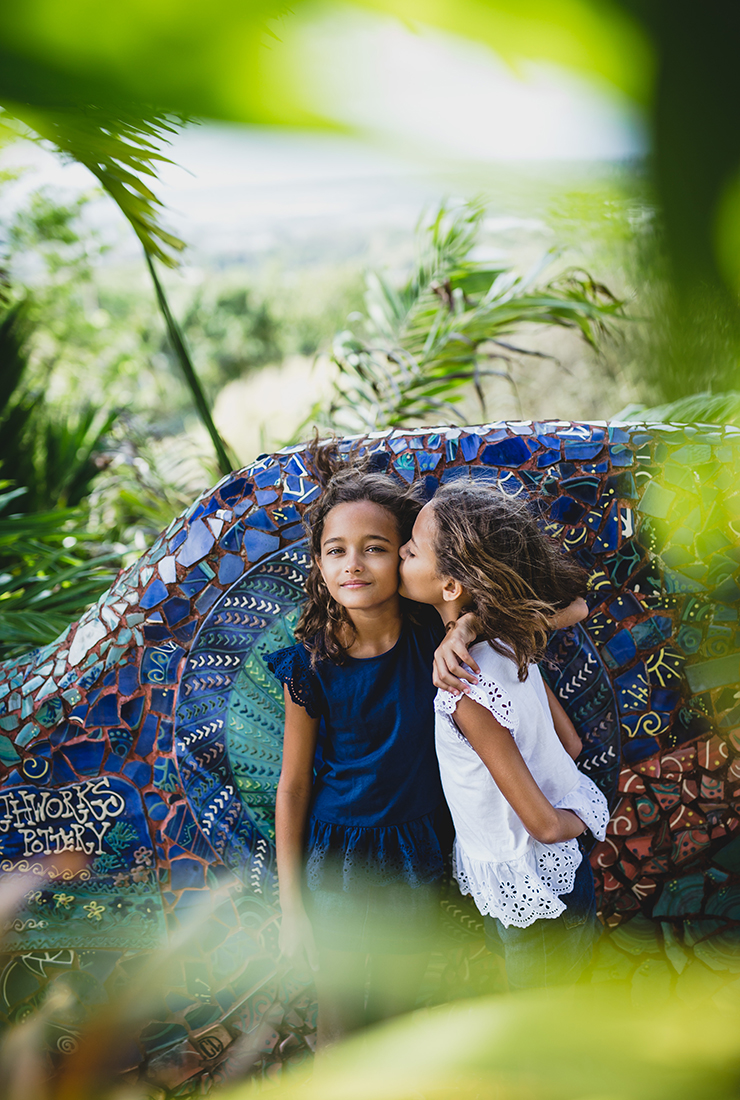Hudson Valley Children's photographer portrait of twin girls in Barbados